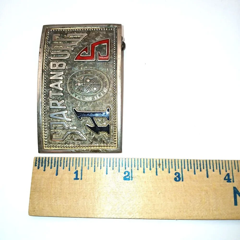 Vintage Jenkins Brand Spartanburg High School SC  Belt Buckle Silver Tone 1930s